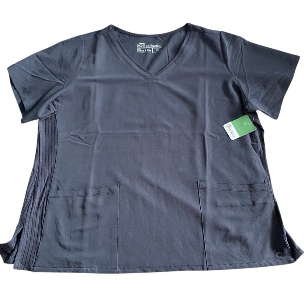 Olive & Co. Gray Scrub Top Women’s 2XL V-Neck NEW